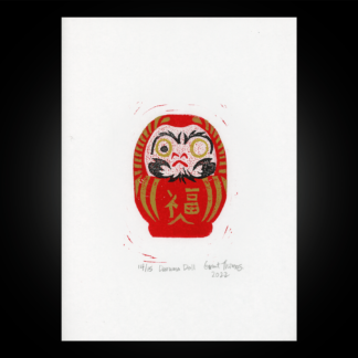 Daruma Doll Linoleum Block Print