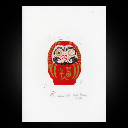 Daruma Doll Linoleum Block Print