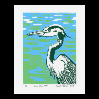 Great Blue Heron BLock Print by Grant Thomas