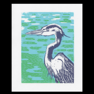 Great Blue Heron Block Print by Grant Thomas
