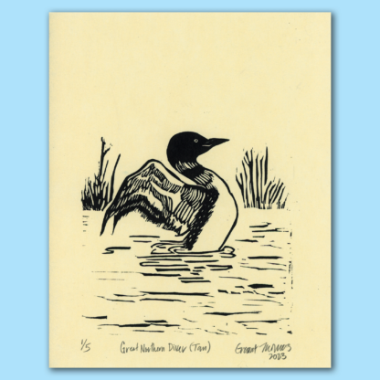 Great Northern Diver (Tan) Block Print by Grant Thomas