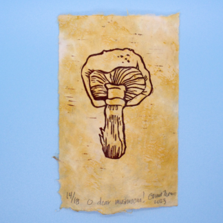 O dear mushroom Linoleum Block Print