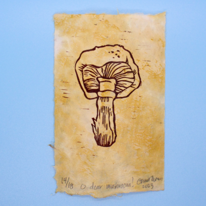 O dear mushroom Linoleum Block Print