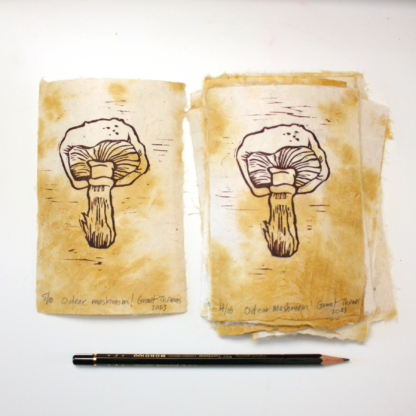 O dear mushroom Linoleum Block Print