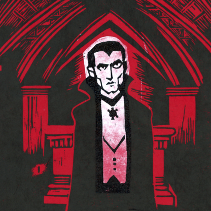 Count Dracula Two Color Linoleum Block Print by Grant Thomas