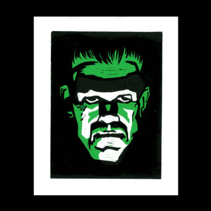 Frankenstein Linoleum Block Print by Grant Thomas