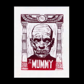 The Mummy Linoleum Block Print by Grant Thomas