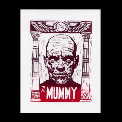 The Mummy Linoleum Block Print by Grant Thomas