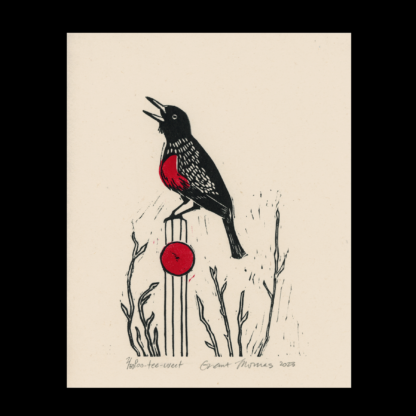Poo-tee-weet Linoleum Block Print by Grant Thomas