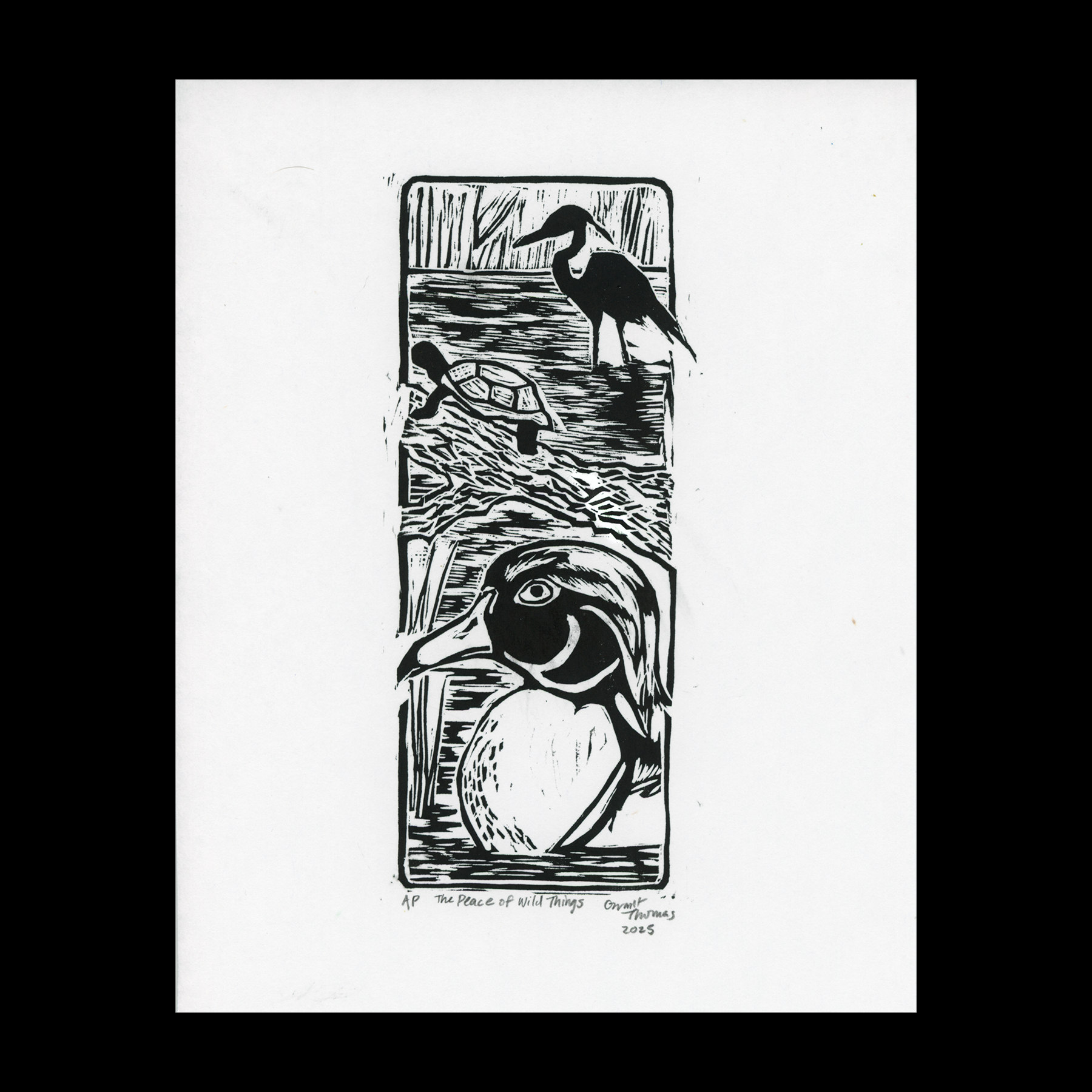 The Peace of Wild Things Linoleum Block Print