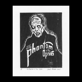 The Phantom of the Opera 100th Anniversary linoleum block print by Grant Thomas