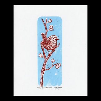 King of All the Birds Linoleum Block Print